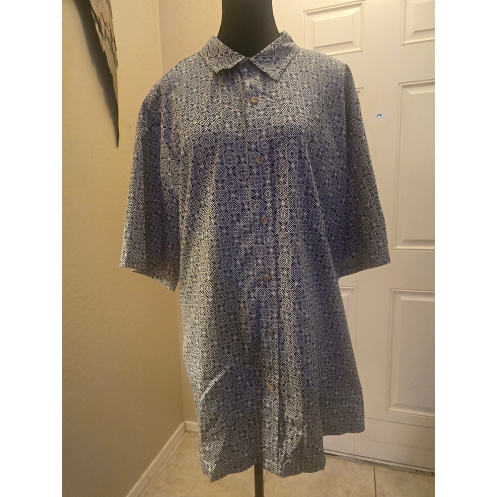 Cooke Street Hawaiian Islands Men 2XL Blue Geometric Diamond Cotton Button Down